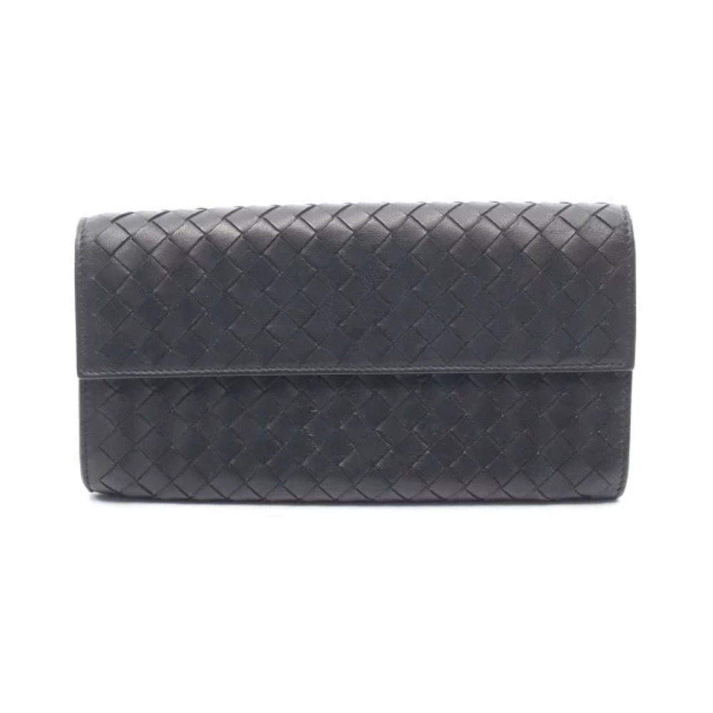 Bottega Veneta Intrecciato Bi fold Long Wallet Leather Black